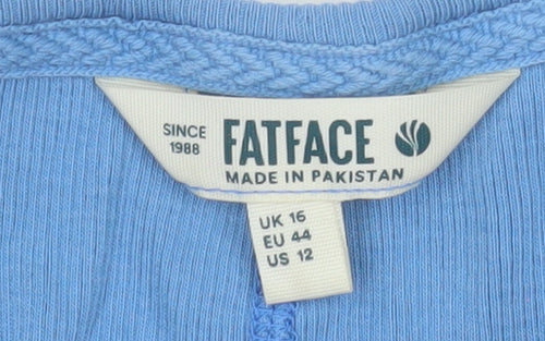 FatFace Women’s Blue Long Sleeve Cotton Stretch T-Shirt UK 16