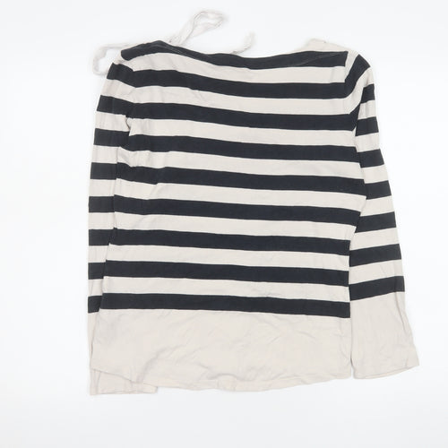 Claudie Pierlot Women’s Black White Striped Long Sleeve Bow Top Size 10