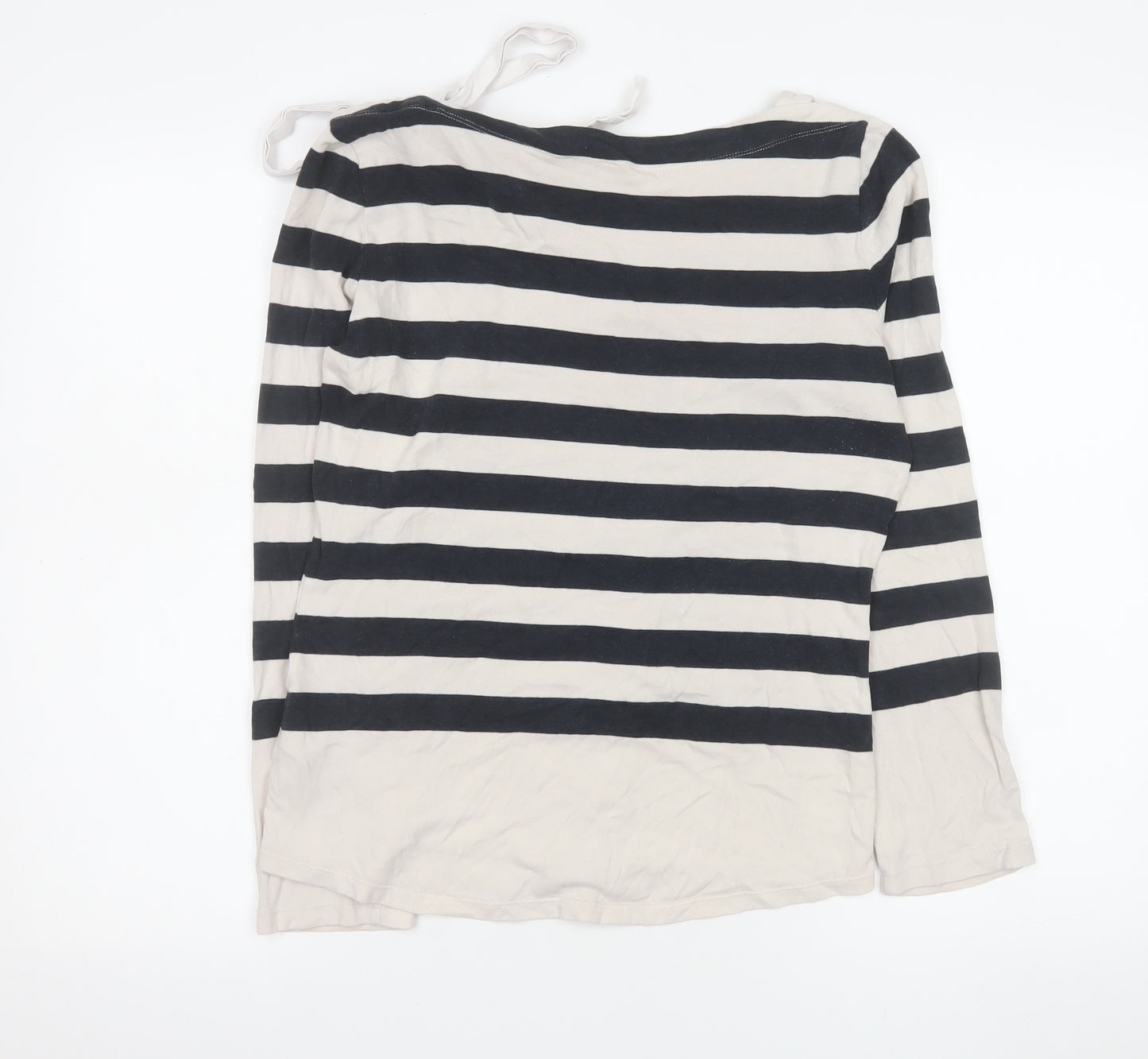 Claudie Pierlot Women’s Black White Striped Long Sleeve Bow Top Size 10