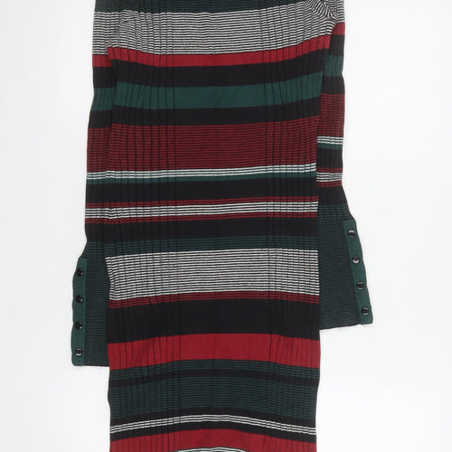 Next Women’s Multicoloured Stripe Knit Roll Neck Bodycon Dress Size 12