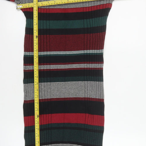 Next Women’s Multicoloured Stripe Knit Roll Neck Bodycon Dress Size 12