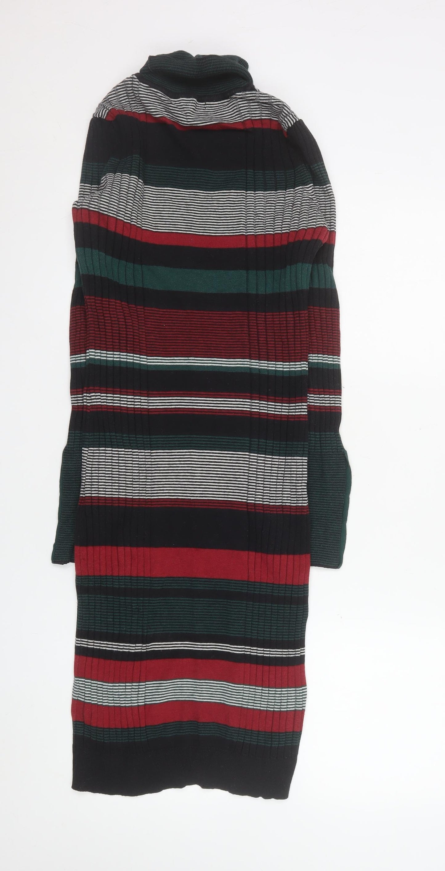 Next Women’s Multicoloured Stripe Knit Roll Neck Bodycon Dress Size 12