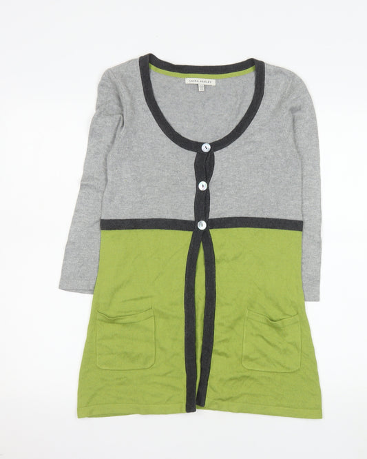Laura Ashley Women’s Grey & Green Knit Cardigan UK 10