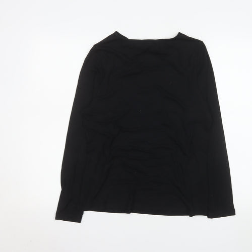 Marks and Spencer Women's Black Long Sleeve Viscose Blend T-Shirt Size 16