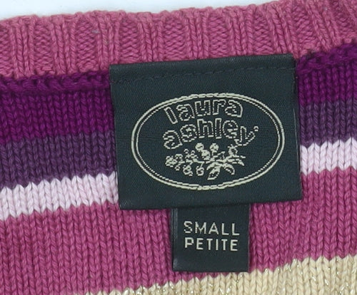 Laura Ashley Women's Multicoloured Stripe Cotton Jumper Small Petite