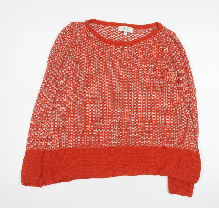Next Women's Red Geometric Knit Jumper Size 16 Crew Neck