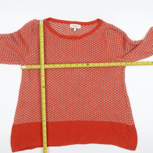 Next Women's Red Geometric Knit Jumper Size 16 Crew Neck