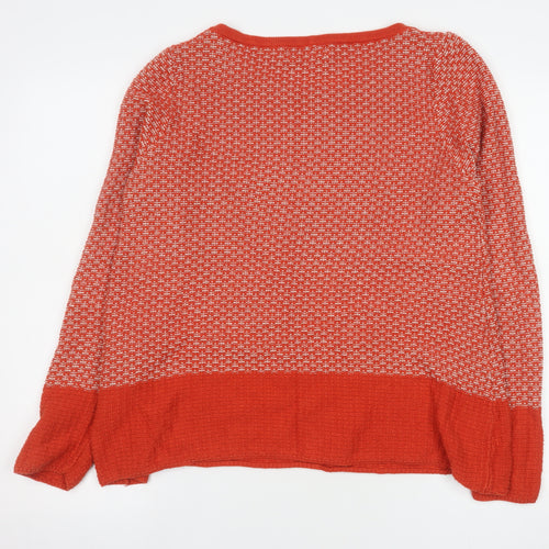 Next Women's Red Geometric Knit Jumper Size 16 Crew Neck