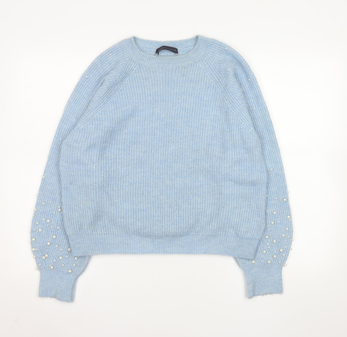 Marks and Spencer Women Blue Beaded Knit Jumper Medium