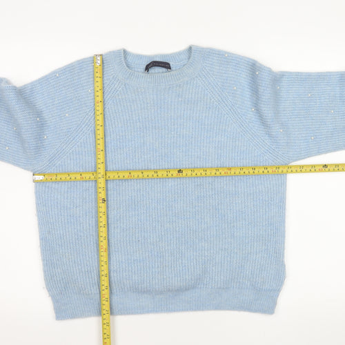 Marks and Spencer Women Blue Beaded Knit Jumper Medium
