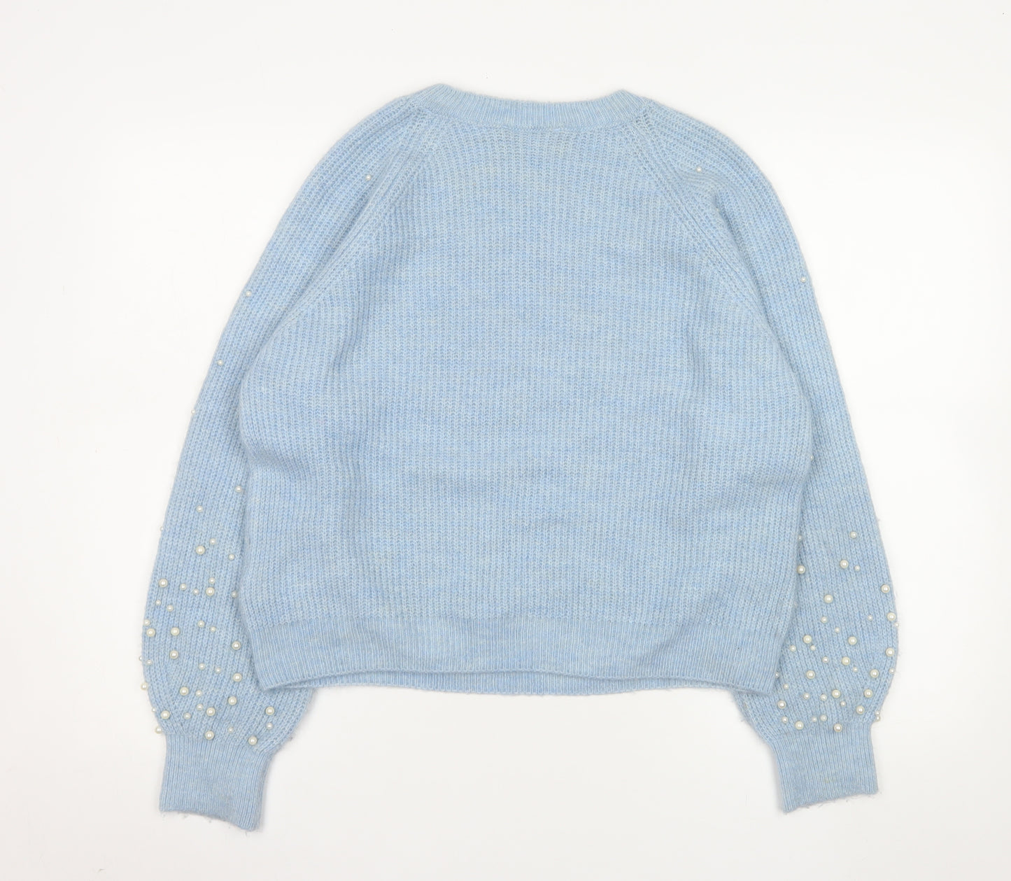 Marks and Spencer Women Blue Beaded Knit Jumper Medium