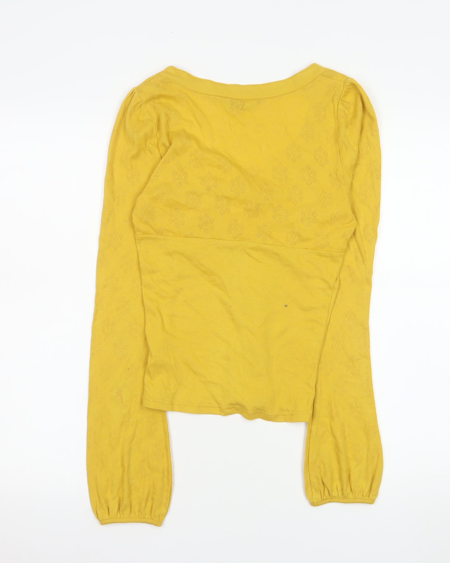 Miss Selfridge Women’s Yellow Cotton Cropped Button-Up Top Size 10