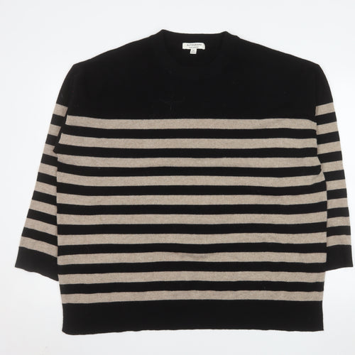 Marks and Spencer Autograph Women’s Black Beige Striped Cashmere Jumper XL