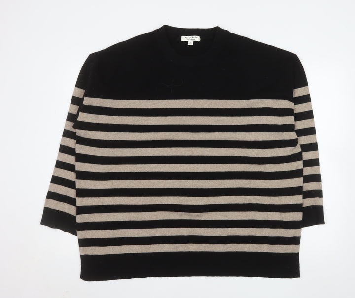 Marks and Spencer Autograph Women’s Black Beige Striped Cashmere Jumper XL