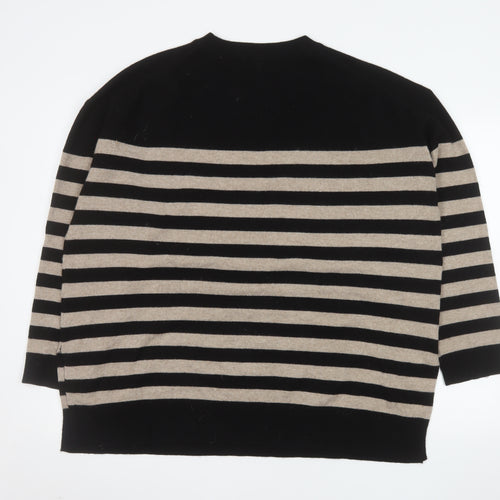 Marks and Spencer Autograph Women’s Black Beige Striped Cashmere Jumper XL