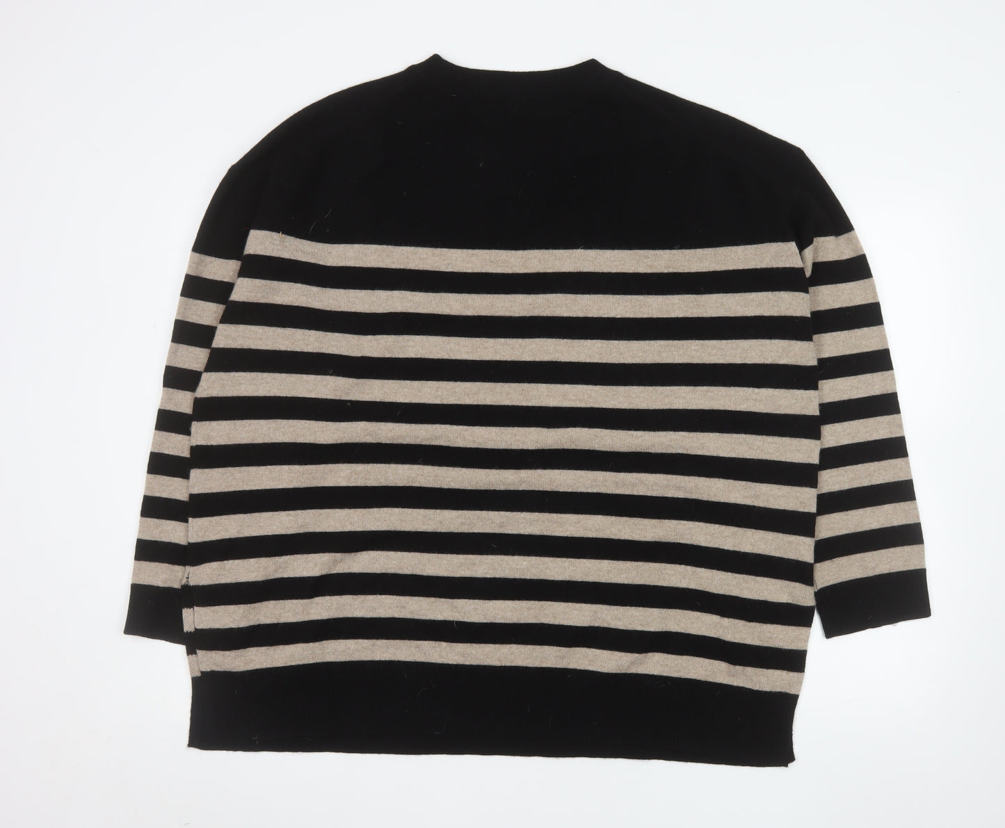 Marks and Spencer Autograph Women’s Black Beige Striped Cashmere Jumper XL