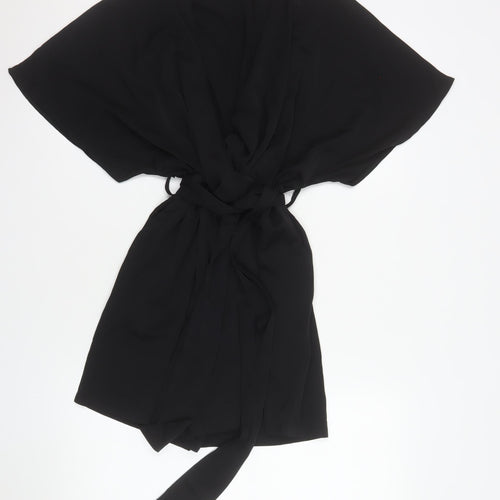 QED London Women’s Black Short Sleeve Belted Playsuit Size S