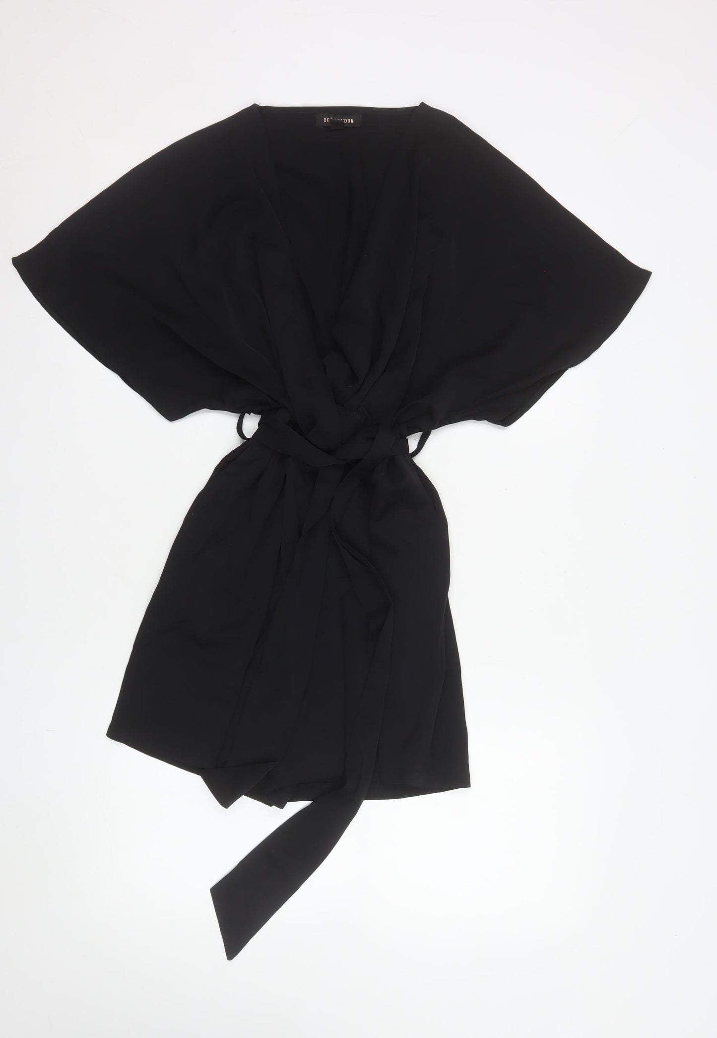 QED London Women’s Black Short Sleeve Belted Playsuit Size S