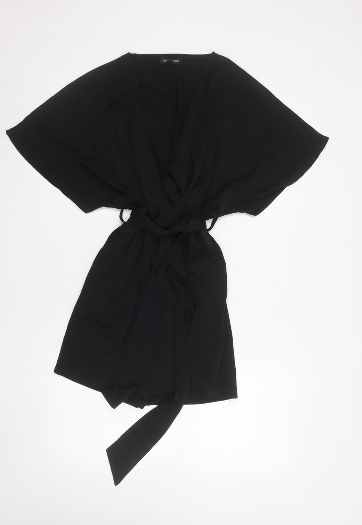 QED London Women’s Black Short Sleeve Belted Playsuit Size S