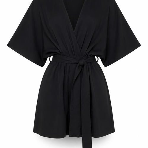QED London Women’s Black Short Sleeve Belted Playsuit Size S