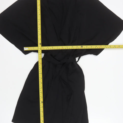 QED London Women’s Black Short Sleeve Belted Playsuit Size S