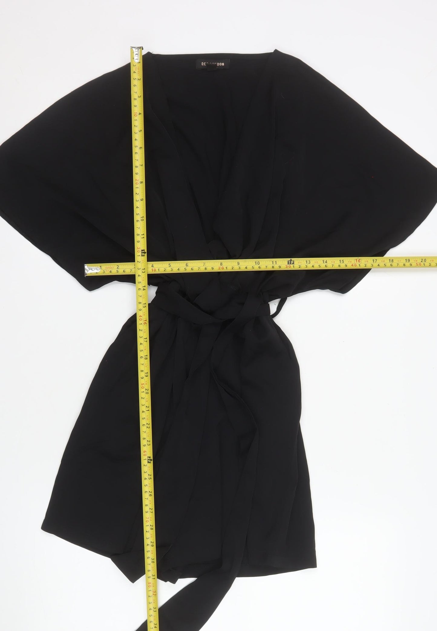 QED London Women’s Black Short Sleeve Belted Playsuit Size S