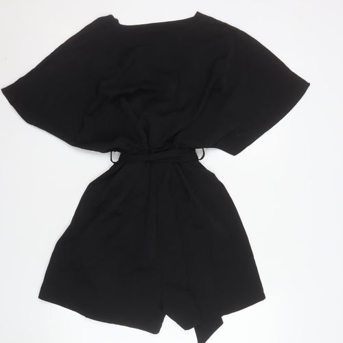 QED London Women’s Black Short Sleeve Belted Playsuit Size S