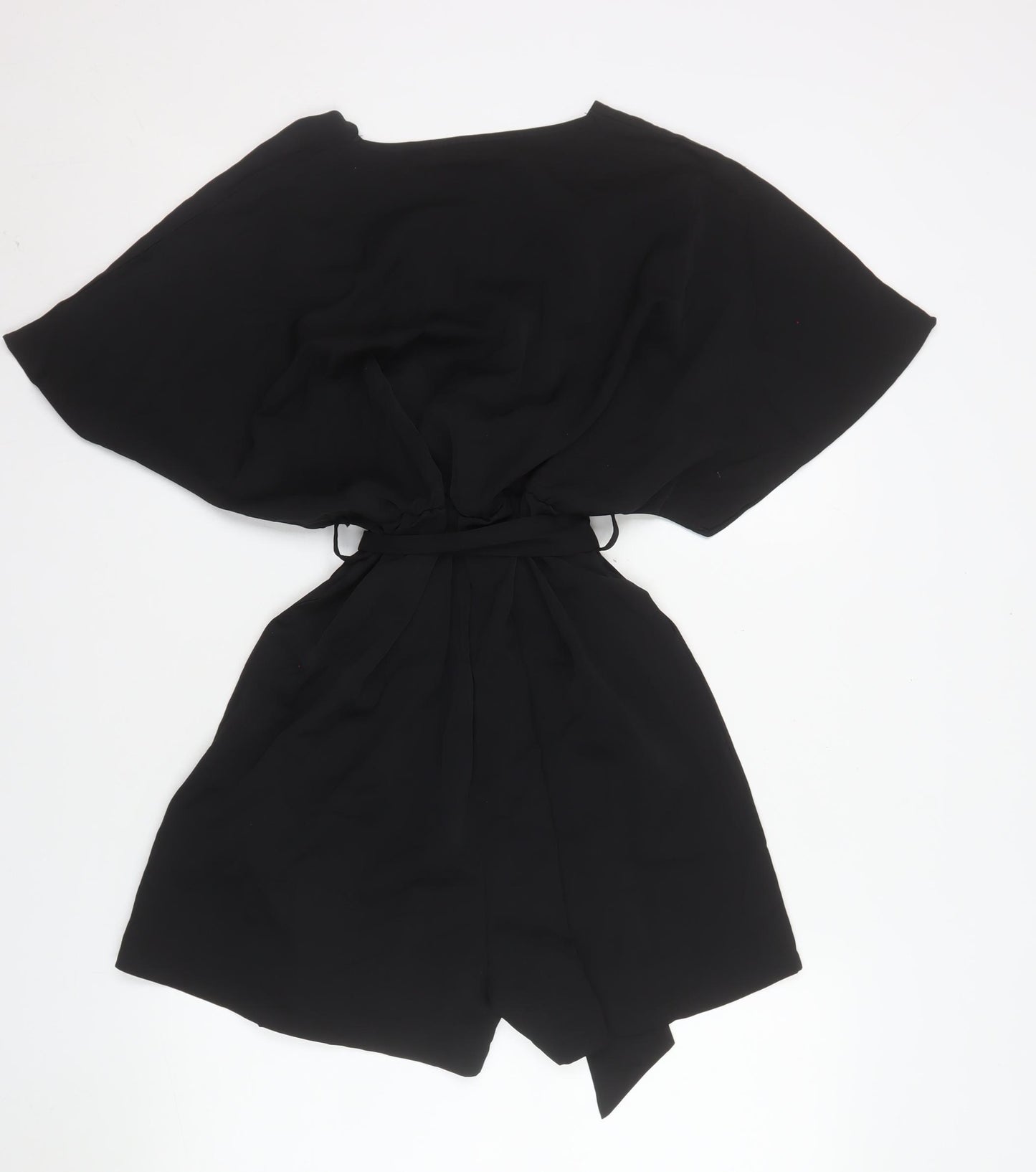 QED London Women’s Black Short Sleeve Belted Playsuit Size S