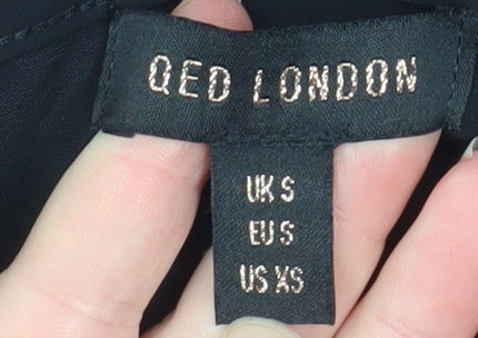 QED London Women’s Black Short Sleeve Belted Playsuit Size S