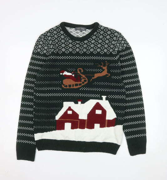 Marks and Spencer Men's Green Christmas Jumper M Pullover Knit