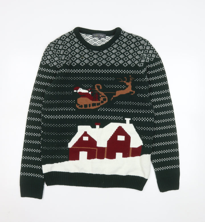 Marks and Spencer Men's Green Christmas Jumper M Pullover Knit