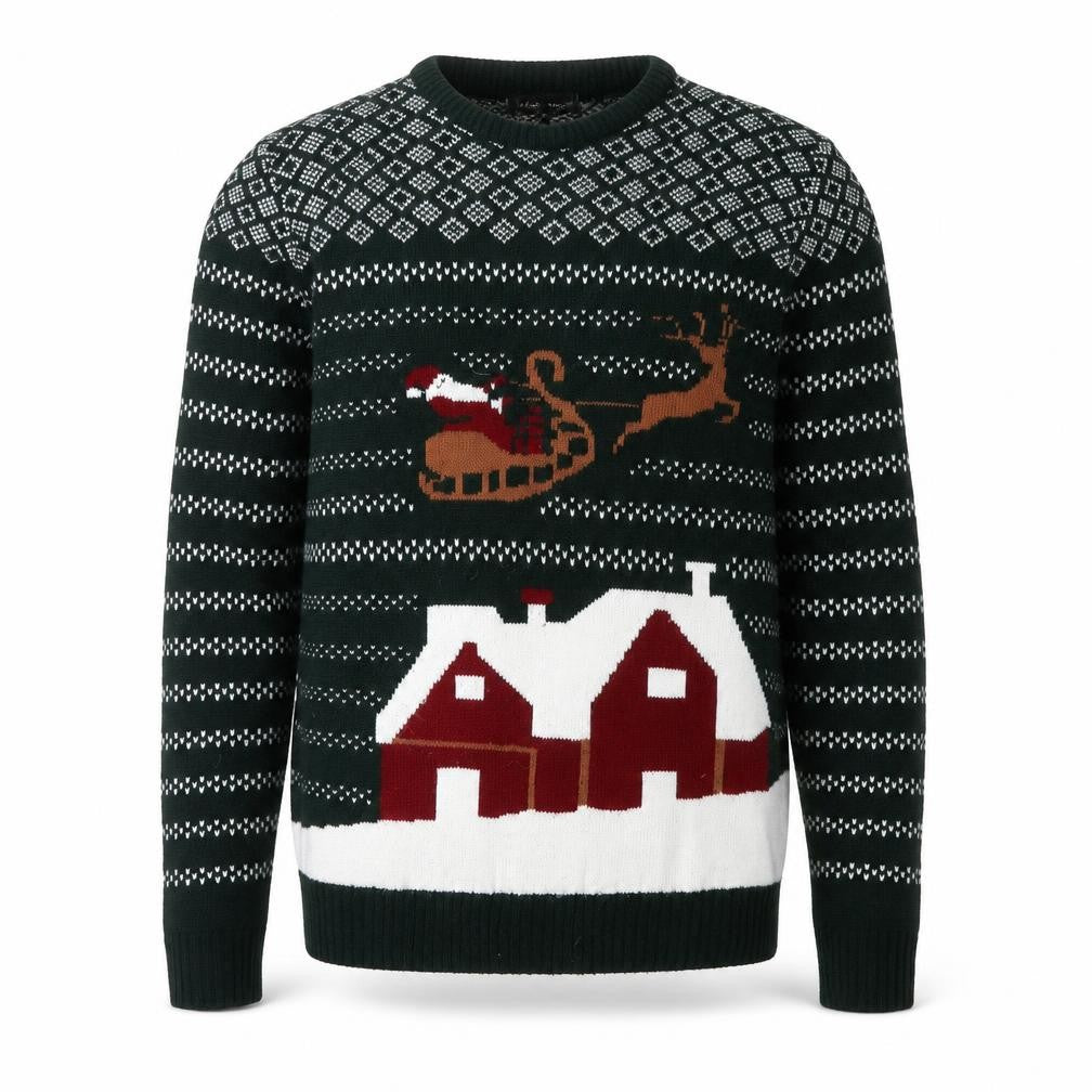 Front view of Marks & Spencer Men's Green Christmas Jumper M Pullover Knit