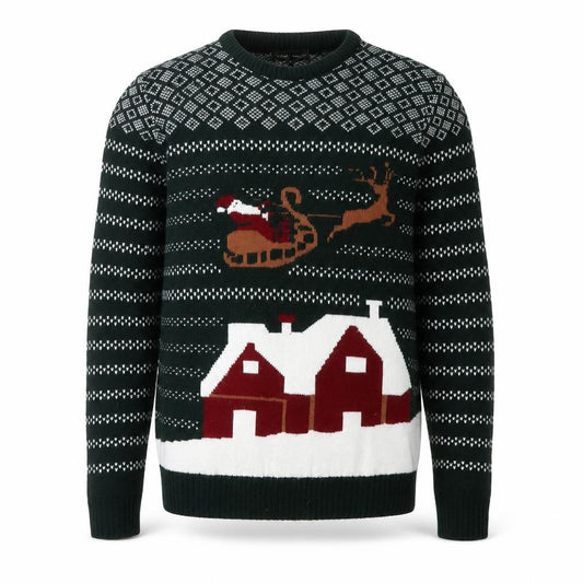 Front view of Marks & Spencer Men's Green Christmas Jumper M Pullover Knit