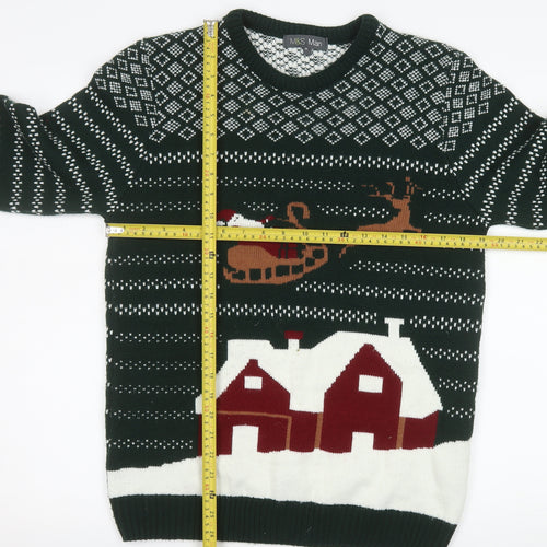 Marks and Spencer Men's Green Christmas Jumper M Pullover Knit