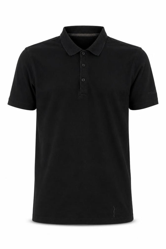 Front view of Regatta Great Outdoors Men's Black Polo Shirt, size M, Cotton Casual