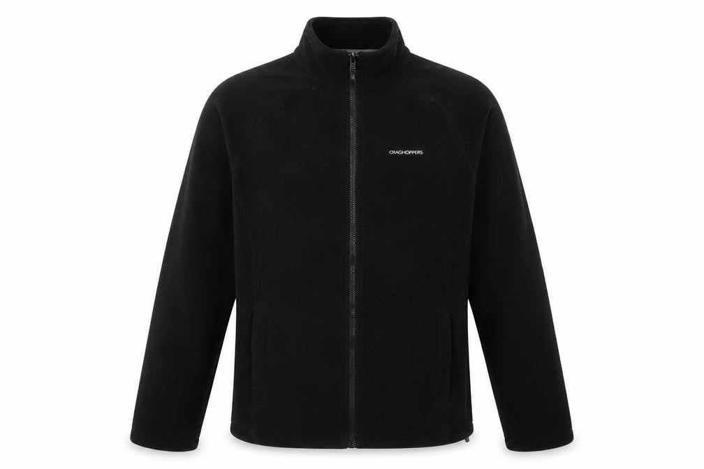 Front view of Craghoppers Men's Black Fleece Full Zip Jacket, size S