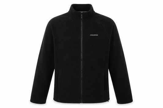 Front view of Craghoppers Men's Black Fleece Full Zip Jacket, size S