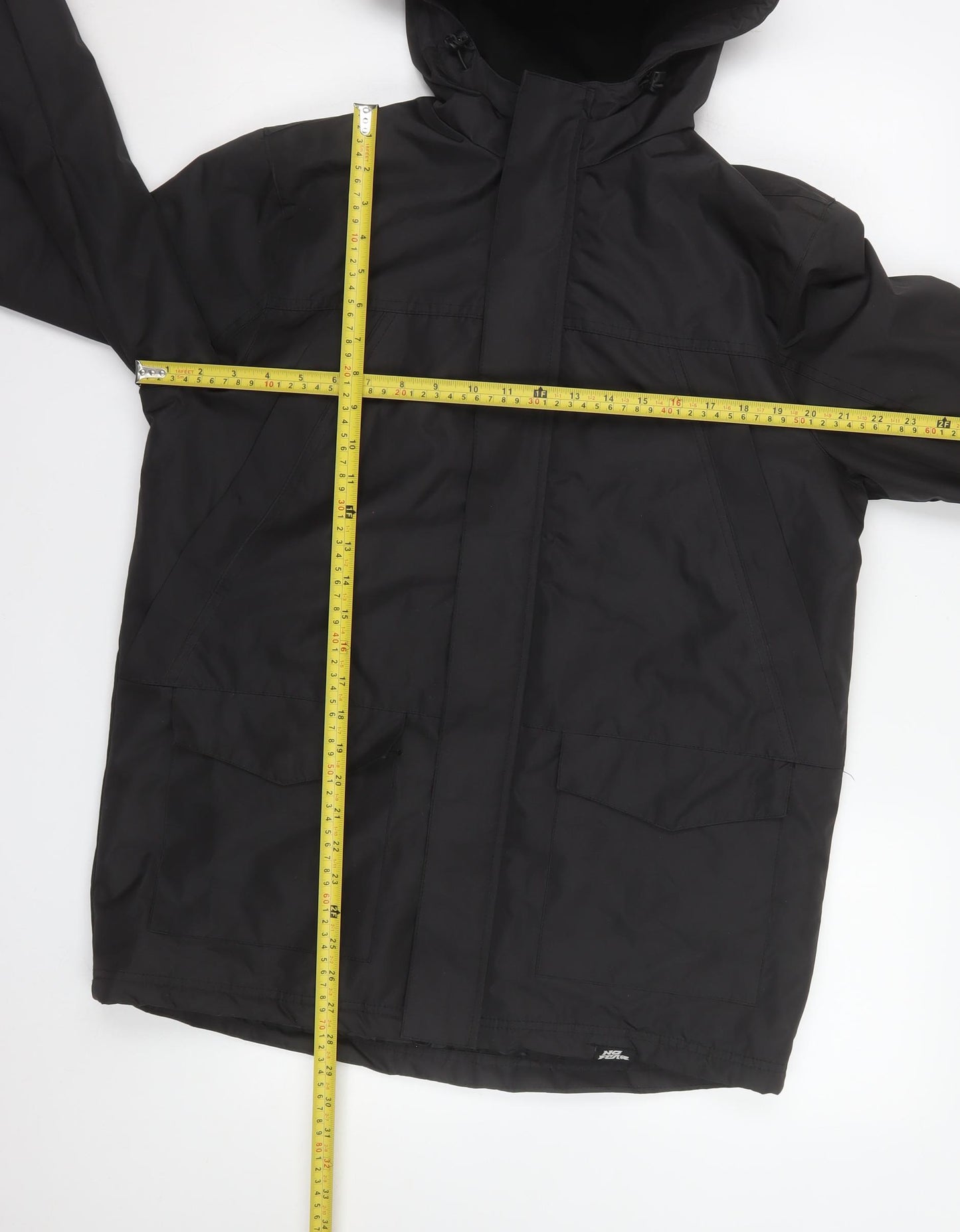 No Fear Men's Black Hooded Waterproof Parka Jacket Size S