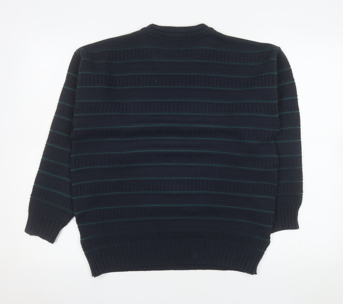 Marks and Spencer Men's Blue Striped Acrylic Pullover Jumper S