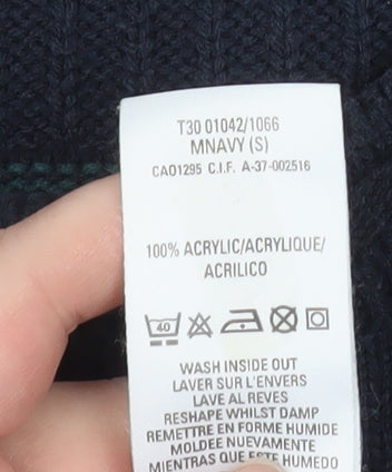 Marks and Spencer Men's Blue Striped Acrylic Pullover Jumper S
