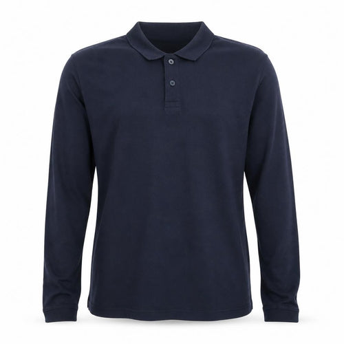 Topman Mens Blue Long Sleeve Cotton Polo Shirt Size M