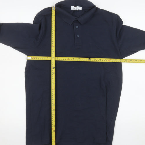 Topman Mens Blue Long Sleeve Cotton Polo Shirt Size M