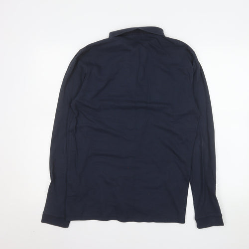 Topman Mens Blue Long Sleeve Cotton Polo Shirt Size M