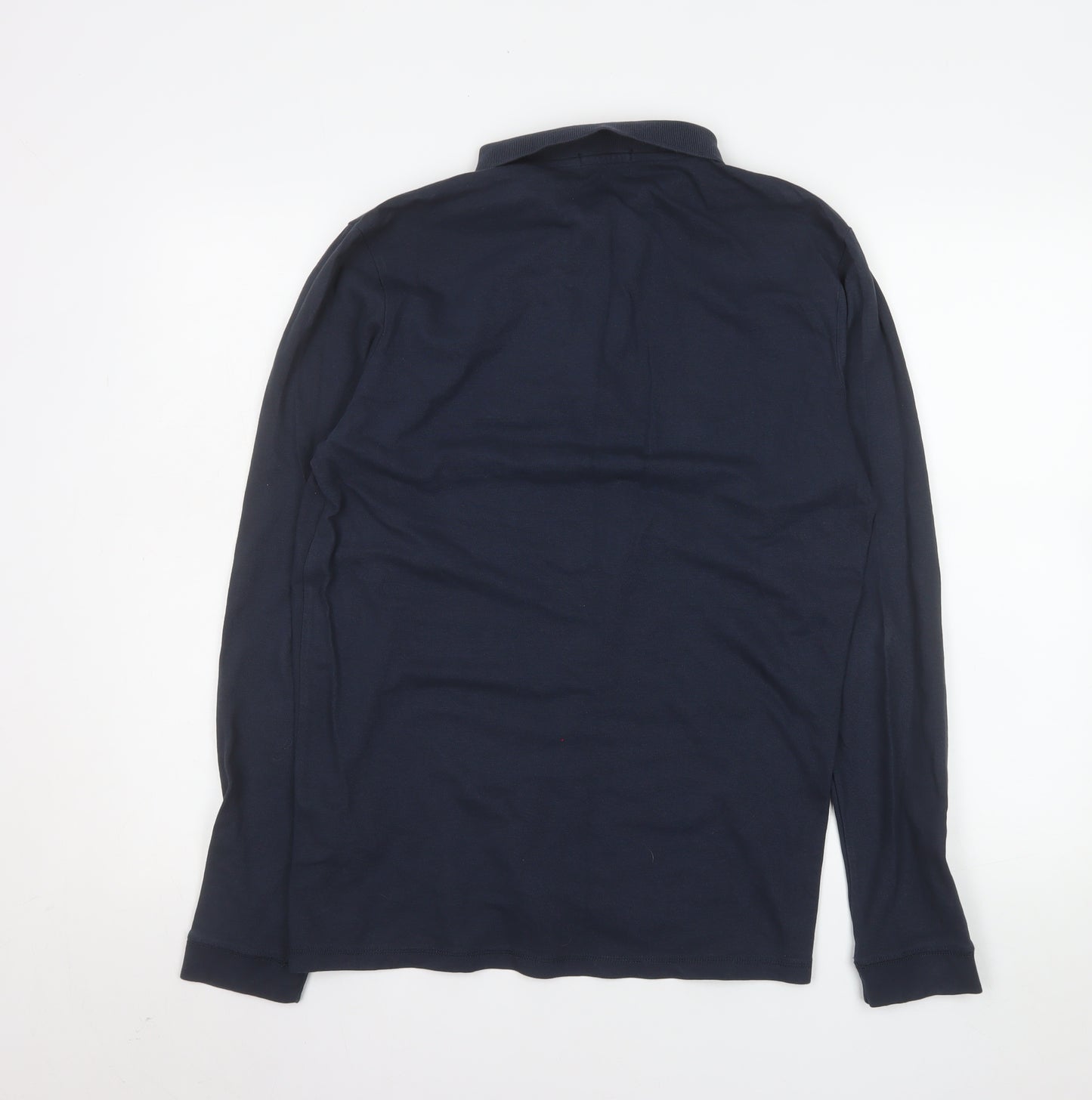 Topman Mens Blue Long Sleeve Cotton Polo Shirt Size M