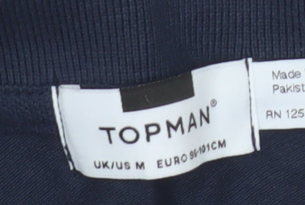 Topman Mens Blue Long Sleeve Cotton Polo Shirt Size M