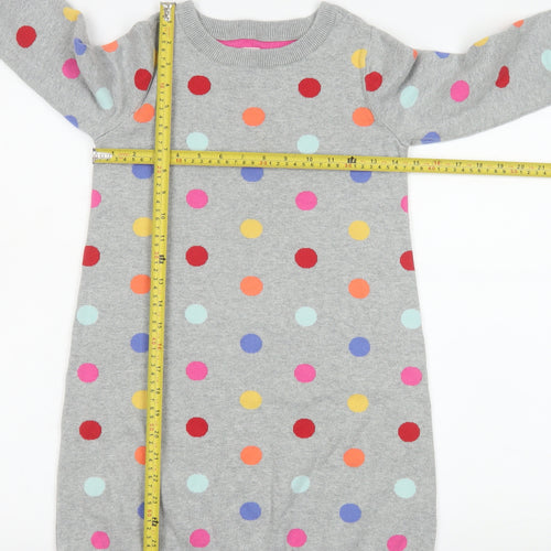 GAP Kids Girls Grey Polka Dot Knit Sweater Dress 8-9 Years Long Sleeve