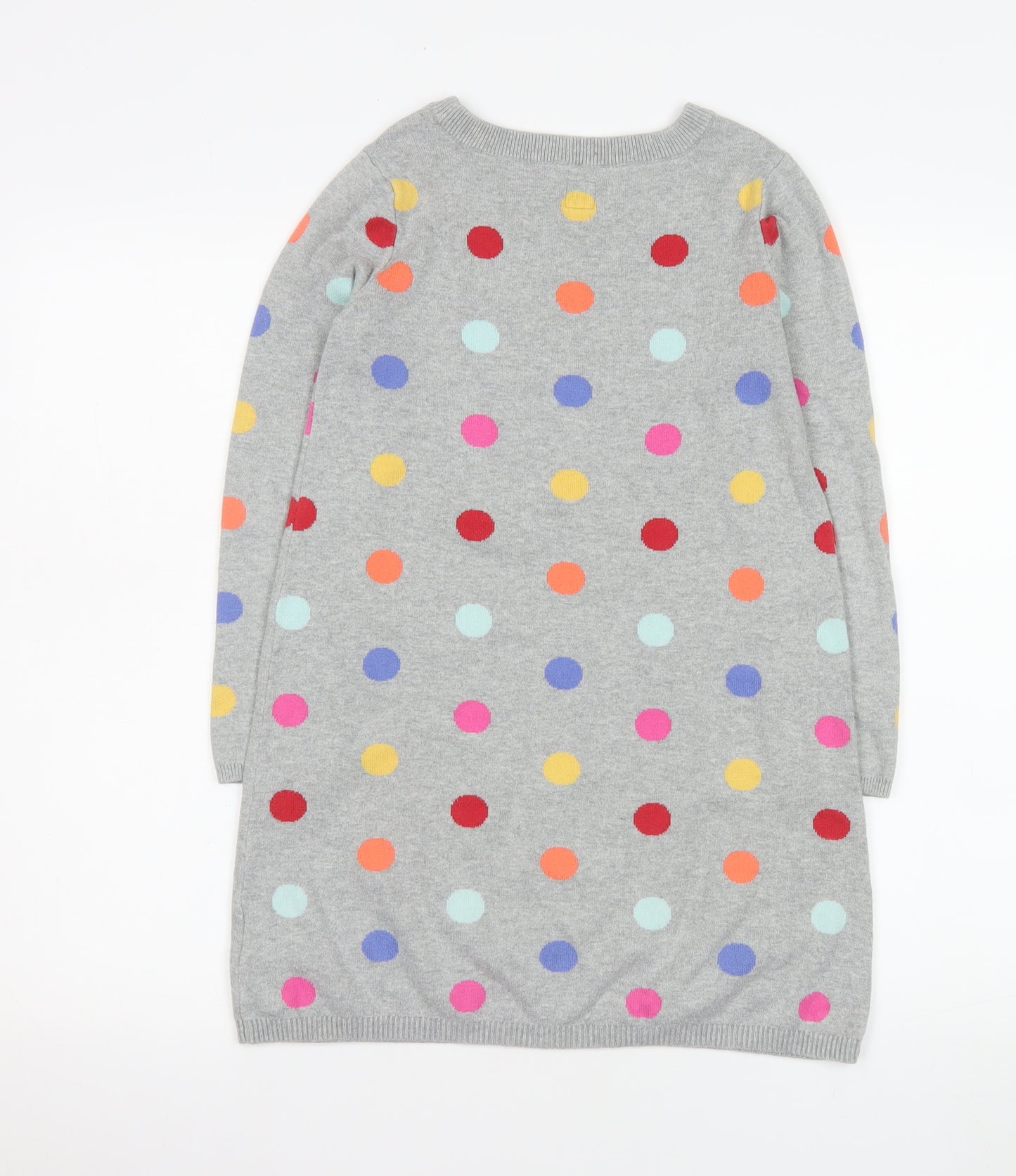 GAP Kids Girls Grey Polka Dot Knit Sweater Dress 8-9 Years Long Sleeve