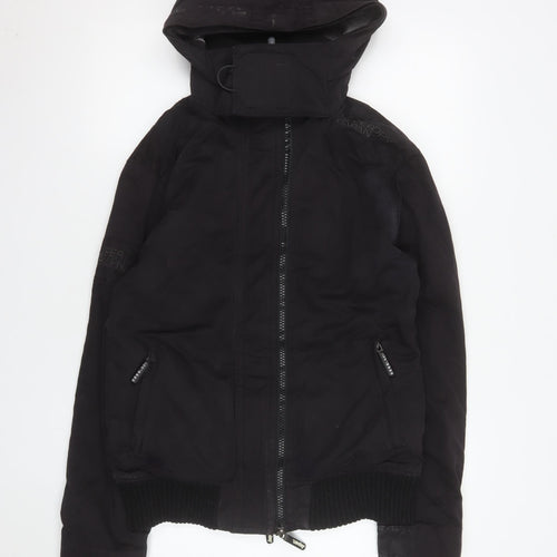 Superdry Men's Black Medium Microfibre Windbomber Hooded Jacket