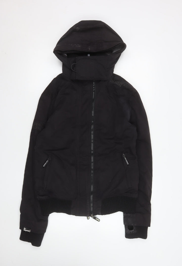 Superdry Men's Black Medium Microfibre Windbomber Hooded Jacket