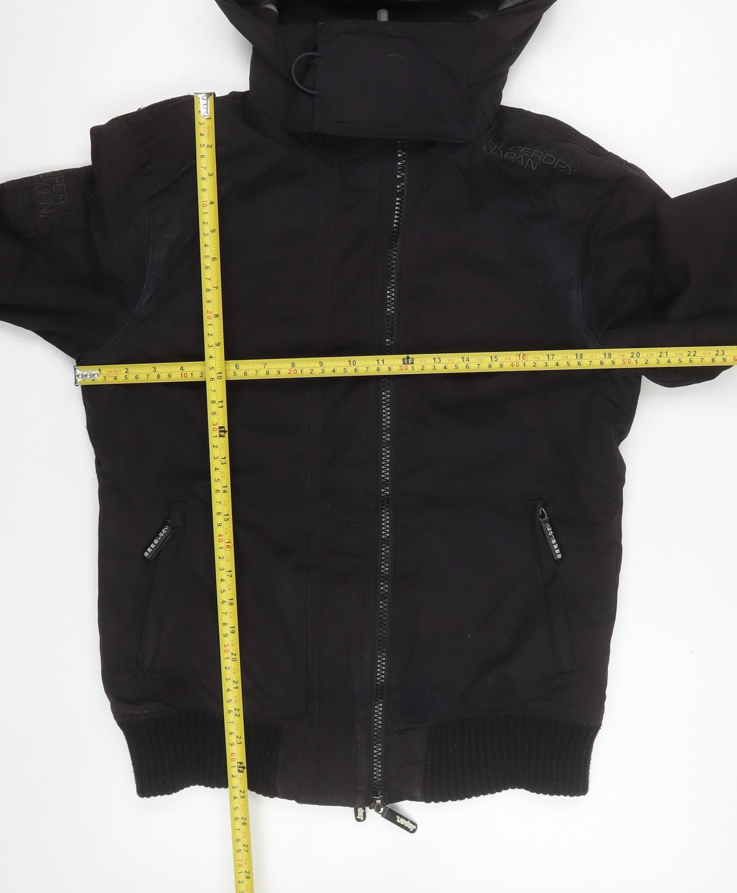 Superdry Men's Black Medium Microfibre Windbomber Hooded Jacket